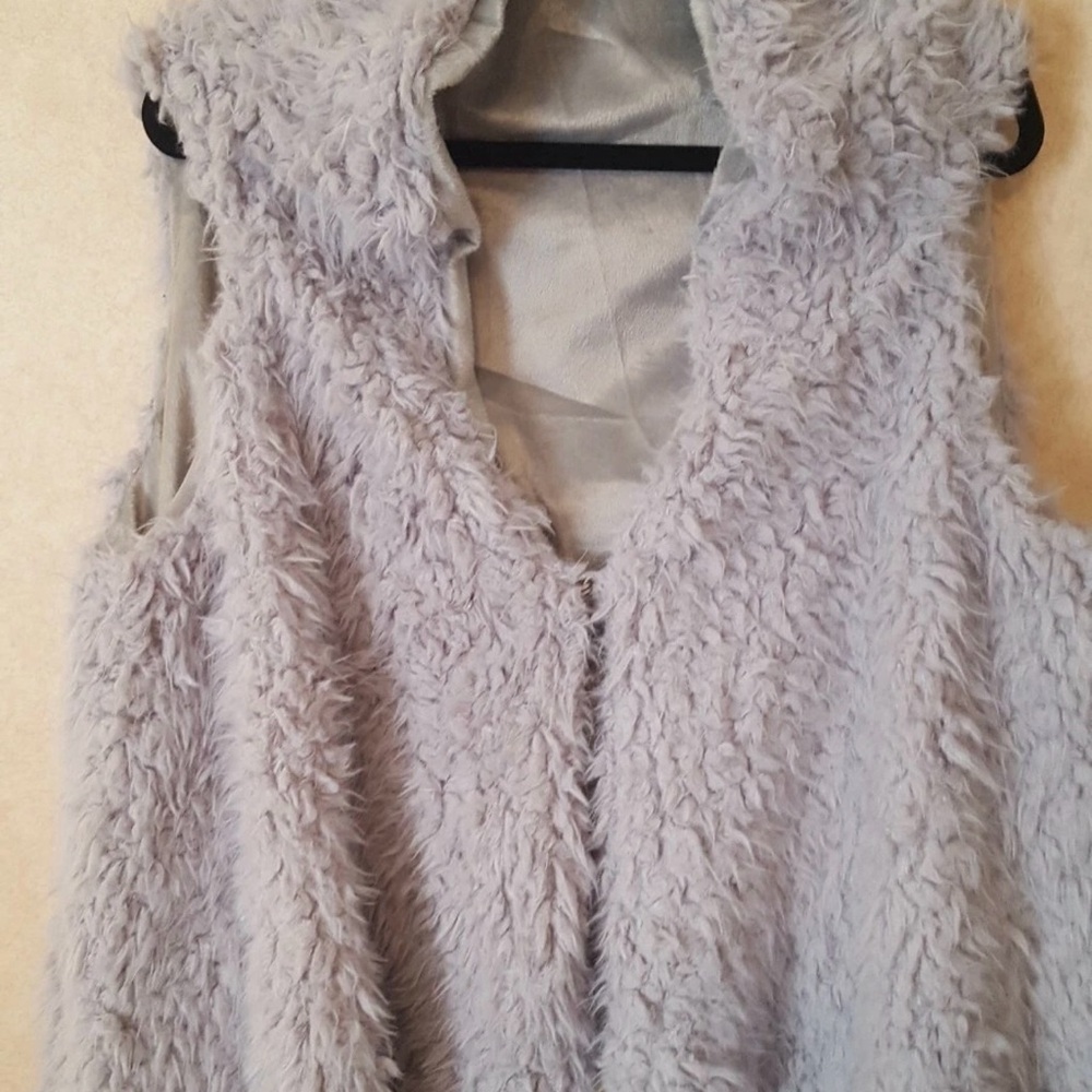 Faux Fur Gray Boho Retro Style Tier Vest One-Size